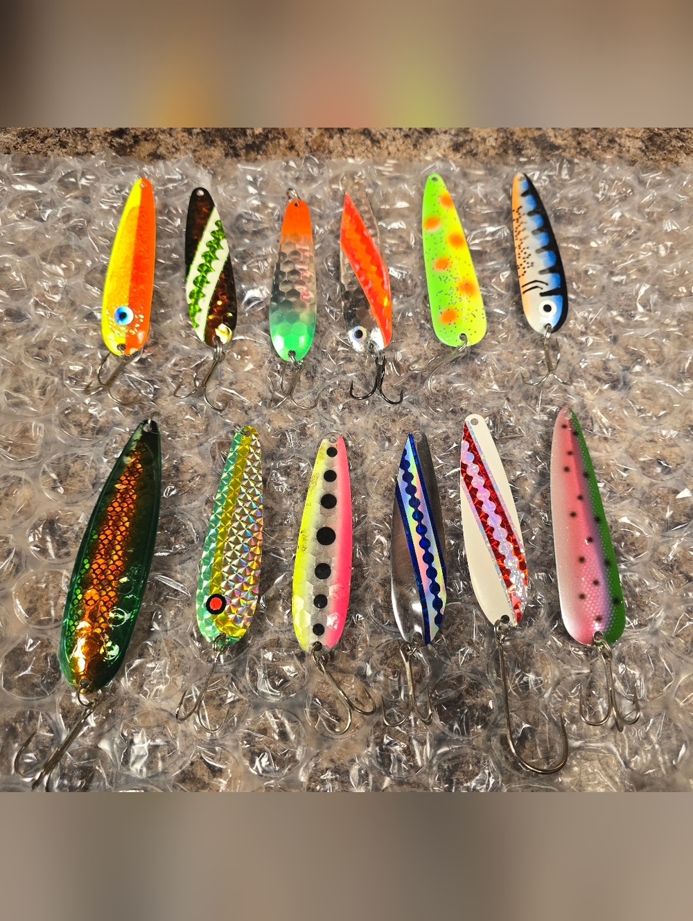 Assorted Multi-Color Fishing Lures - Pack of Metallic Spoon Lures